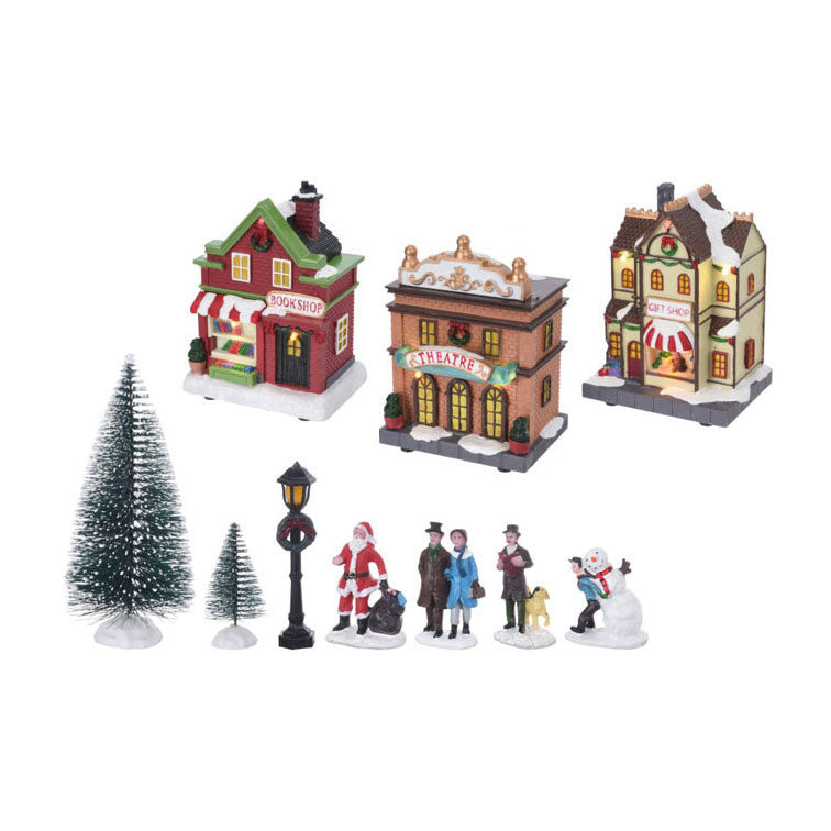 Load image into Gallery viewer, Kersthuisjebestellen.nl kerstdorp met led set, 17dlg.
