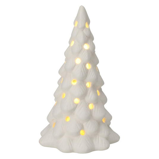 Porseleinen kerstboom met led , set van 6 stuks