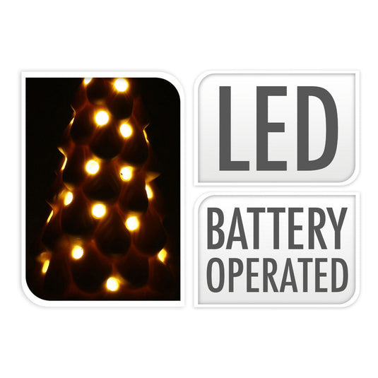 Porseleinen kerstboom met led , set van 6 stuks