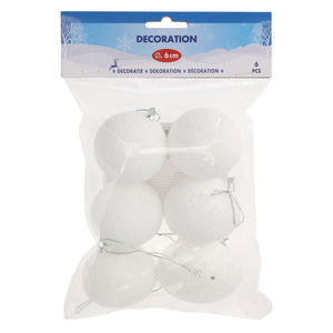 Decoratie sneeuwballen 6cm, 6st.