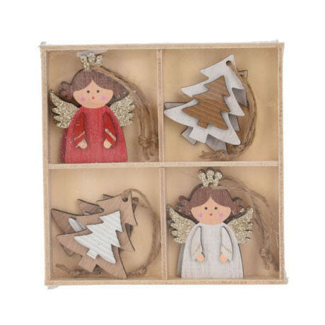 Load image into Gallery viewer, Houten kerstboomhangers, 8st.
