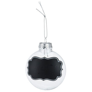 Transparante kerstballen met krijtlabels, 4st.