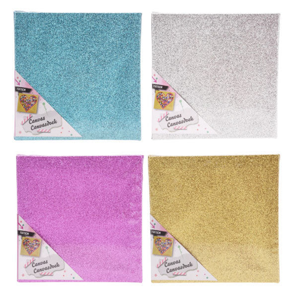 Load image into Gallery viewer, Canvas glitter 15x15cm, set van 12
