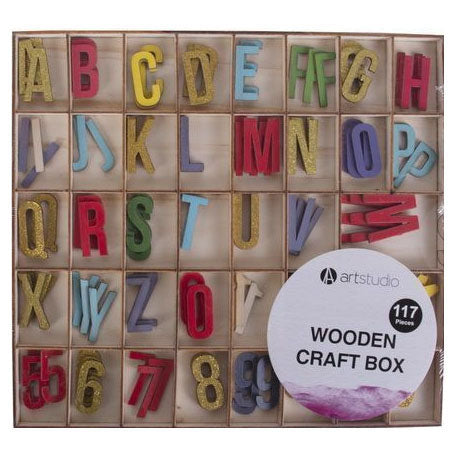 Houten letters gekleurd, 117st.