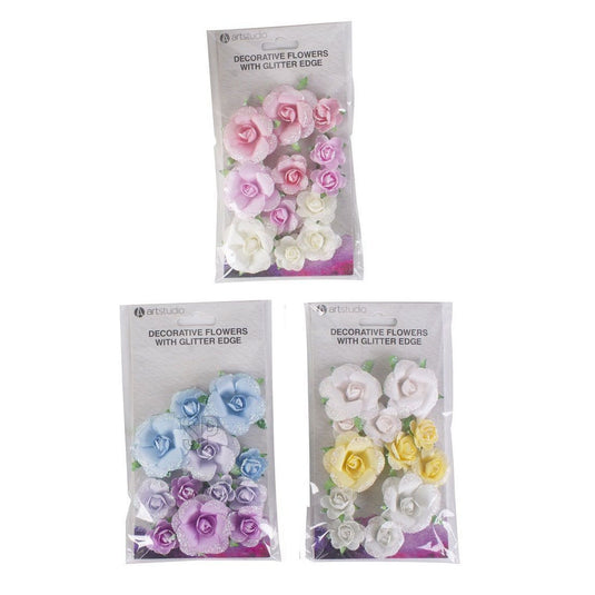 Papieren bloemen met glitters