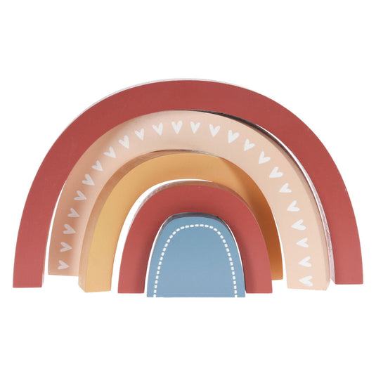 Houten bouwblokken regenboog, 5dlg.