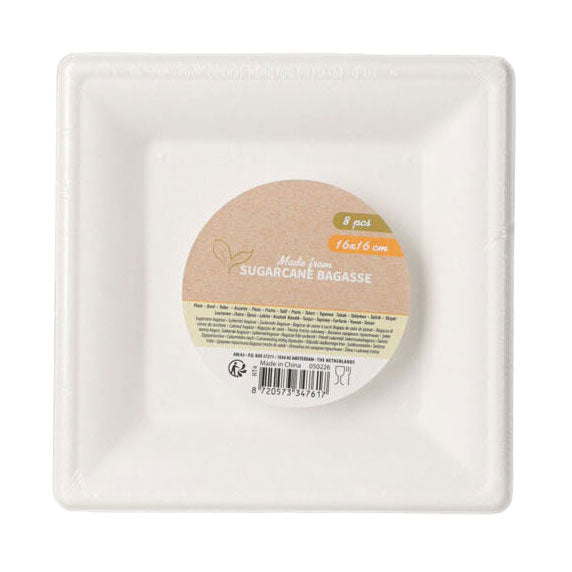 Load image into Gallery viewer, Wegwerpbordjes vierkant 16cm, 8st.
