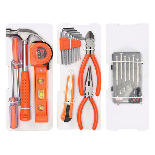 Kunststof gereedschapskist met inhoud, 23dlg.