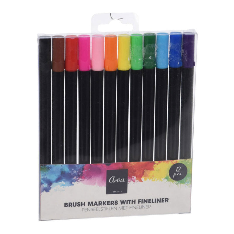 Load image into Gallery viewer, Brush pen met fineliner set
