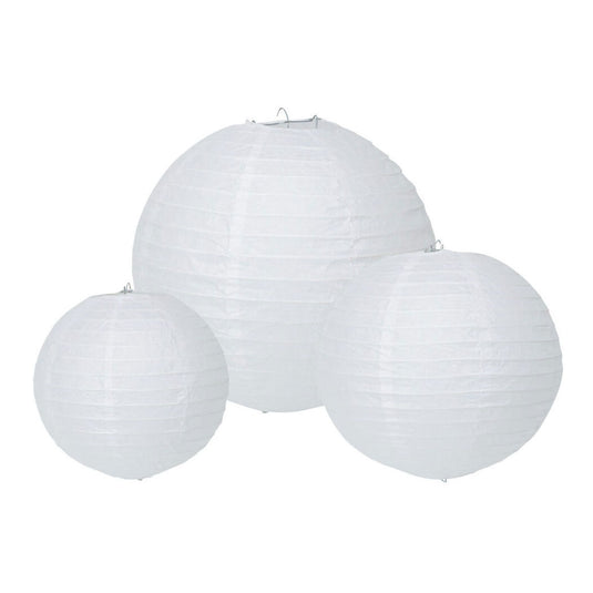 Lampion papier rosegoud wit, set van 6