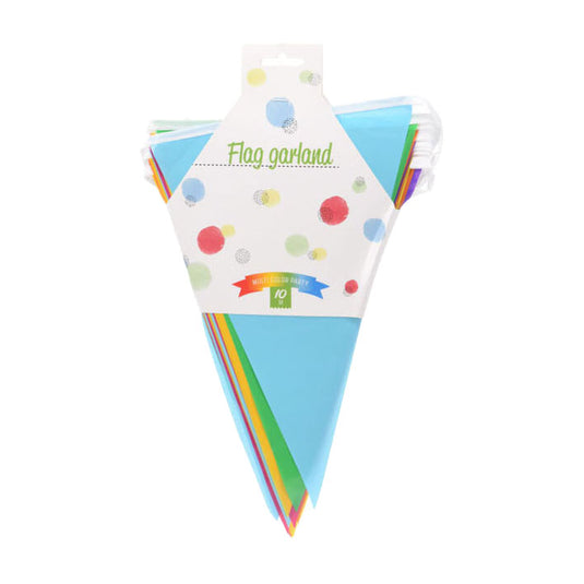 Vlaggenlijn multi kleuren met 20 vlaggen, 10m