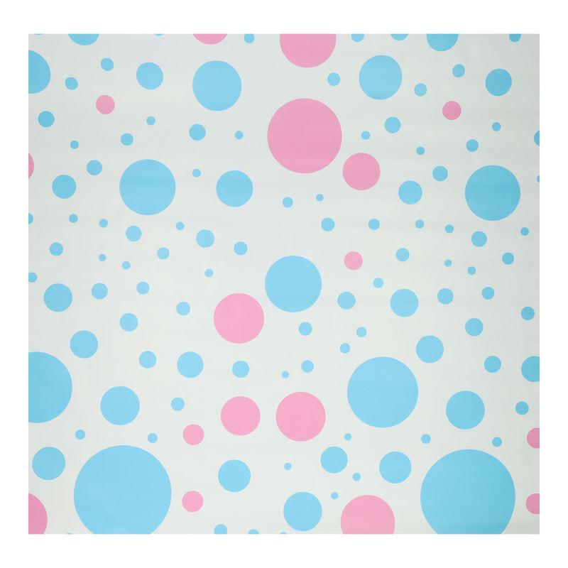 Load image into Gallery viewer, Cadeaupapier blauw roze stippen, 4mtr.
