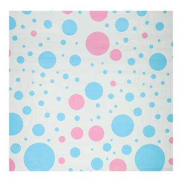 Cadeaupapier blauw roze stippen, 4mtr.