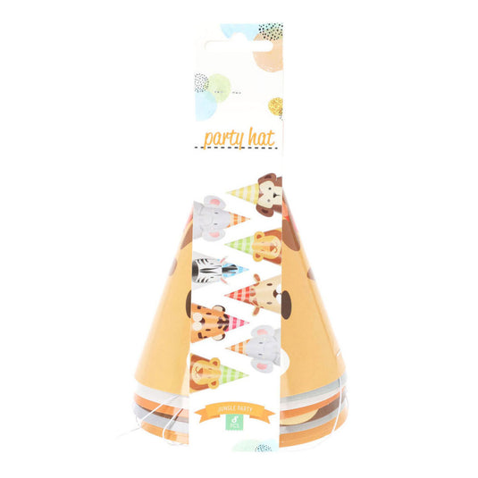 Feesthoedje jungledieren met oren, 6st.