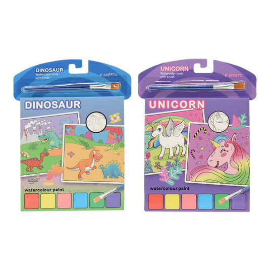 Waterverf boek eenhoorn of dino