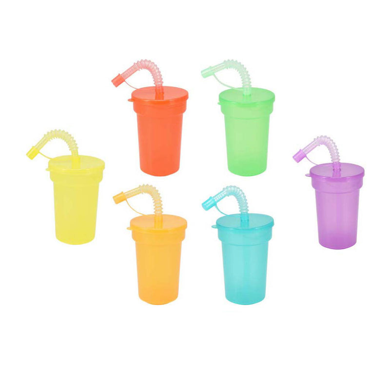 Afbeelding laden in galerijviewer, Gekleurde drinkbekers met rietje, 6st.
