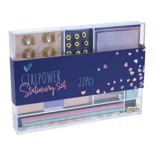 Schrijfwarenset goud paars, 22dlg.