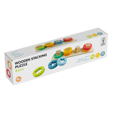 Koopman houten stapelpuzzel educatief speelgoed met vormen 9-delig multicolor.