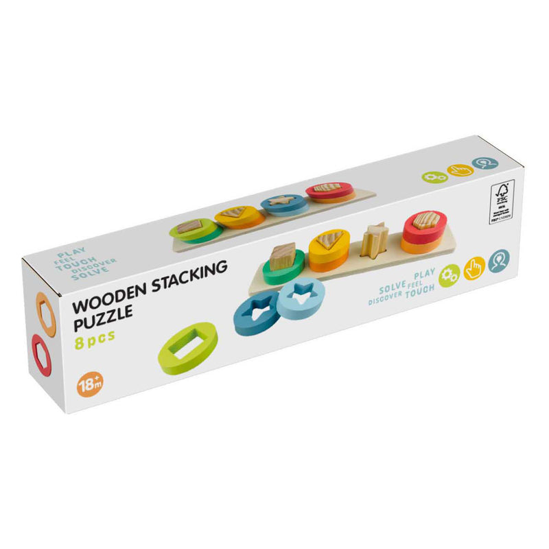 Load image into Gallery viewer, Koopman houten stapelpuzzel educatief speelgoed met vormen 9-delig multicolor.
