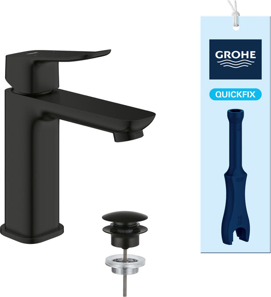 Grohe dice wastafelmengkraan - m-size - aquacalibrator - inclusief push-open waste - matte black