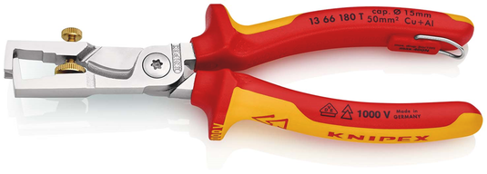 Knipex strix® striptangen met kabelschaar | geïsoleerd | meercomponenten-omhullingen | vde-getest - 13 66 180 t