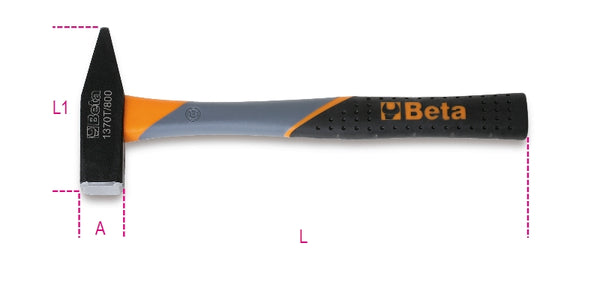 Beta hammer 300 grams, 300mm long. With plastic handle