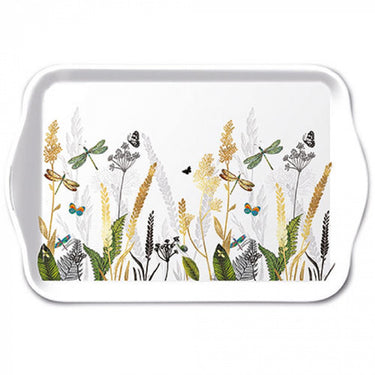 Ambiente tray melamine ornamental flowers white 13x21cm