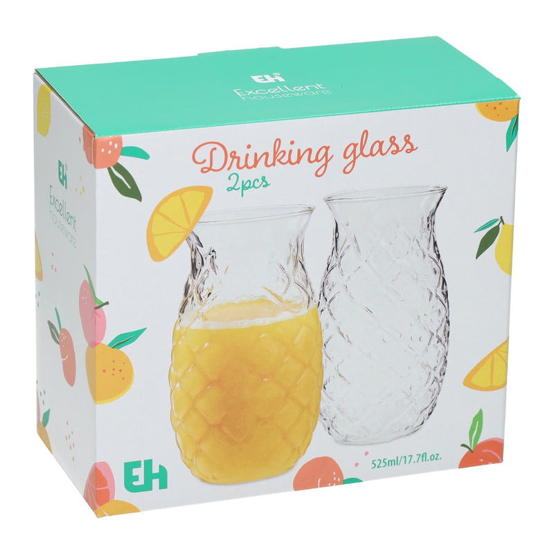 Load image into Gallery viewer, Set drinkglasen in ananasvorm 525ml - 2st.
