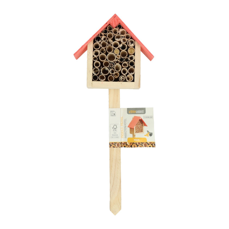 Load image into Gallery viewer, Houten insectenhotel op prikker
