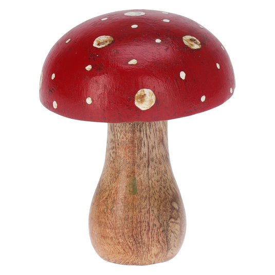 Houten paddenstoel van mangohout - 7x10cm