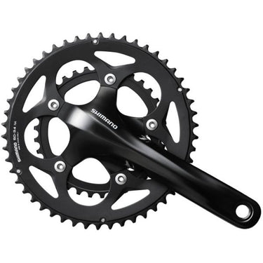 Shimano crankstel 2 x 10 speed road fc-rs400 - 175 50-34 holle as - zwart