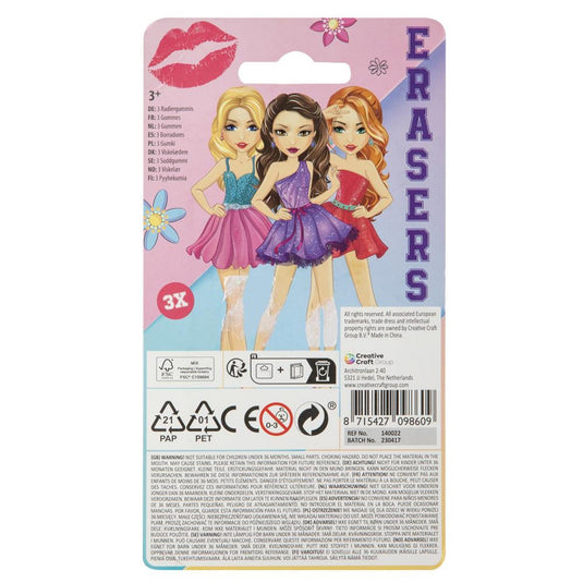 Grafix besties lipstick gum 3 stuks op kaart