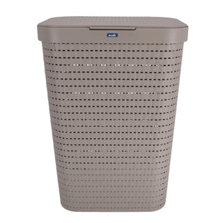 Rotho country - wasmand met deksel - 55 l kunststof - cappuccino