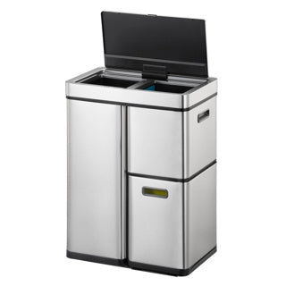 Eko - mirage plus sensor recycler 30+15+15 liter - stainless steel plastic - mat rvs - prullenbak