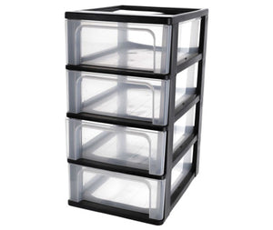 Iris organizer chest ladesysteem - 4 lades - 4 x7l - kunststof - zwart transparant