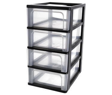 Iris organizer chest ladesysteem - 4 lades - 4 x7l - kunststof - zwart transparant