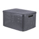 Curver style mand l met deksel rotanstyle antraciet (lxbxh 44x32x25cm)