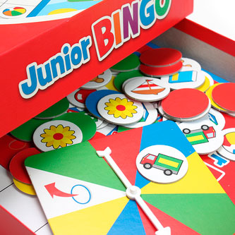 Load image into Gallery viewer, Tactic junior bingo - kinderspel - kleurrijk bingospel voor jonge kinderen - leer herkennen, zoeken en combineren - gezelschapsspel voor het hele gezin - 2 tot 6 spelers - vanaf 4 jaar
