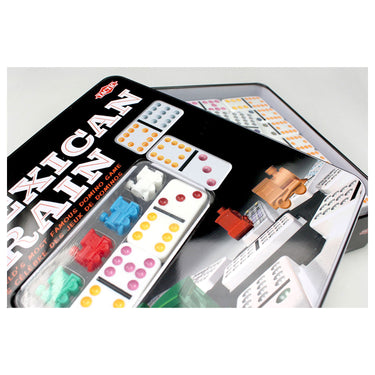 Tactic domino mexican train – bordspel – luxe tin – wereldberoemd dominospel met gekleurde stenen – 2 tot 8 spelers – vanaf 7 jaar