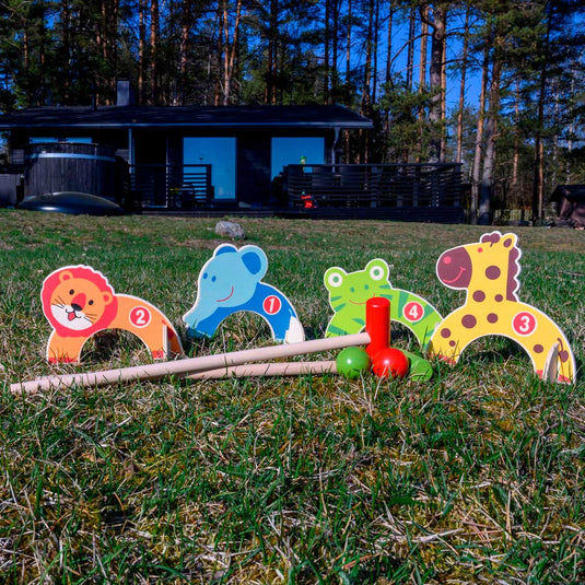Tactic houten dieren croquet set