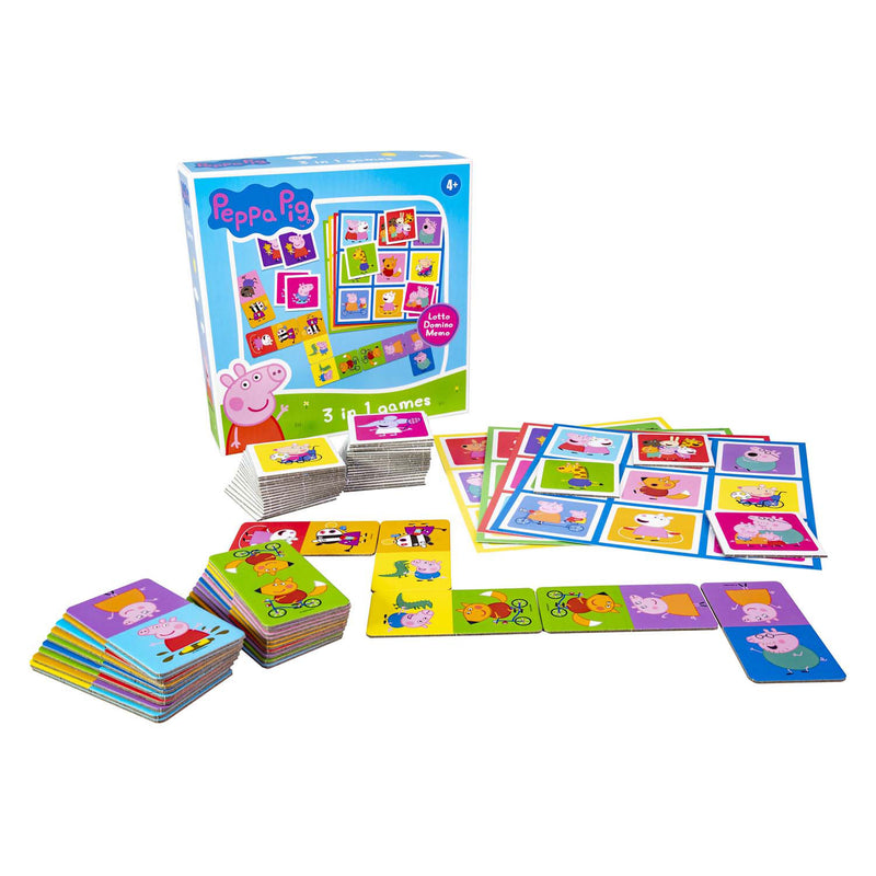 Load image into Gallery viewer, Tactic peppa pig 3-in-1 spellenverzameling – kaartspel – lotto – domino – memo – kinderspel vanaf 4 jaar
