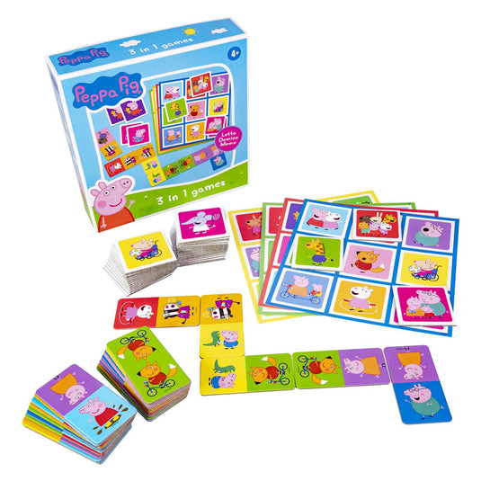 Tactic peppa pig 3-in-1 spellenverzameling – kaartspel – lotto – domino – memo – kinderspel vanaf 4 jaar