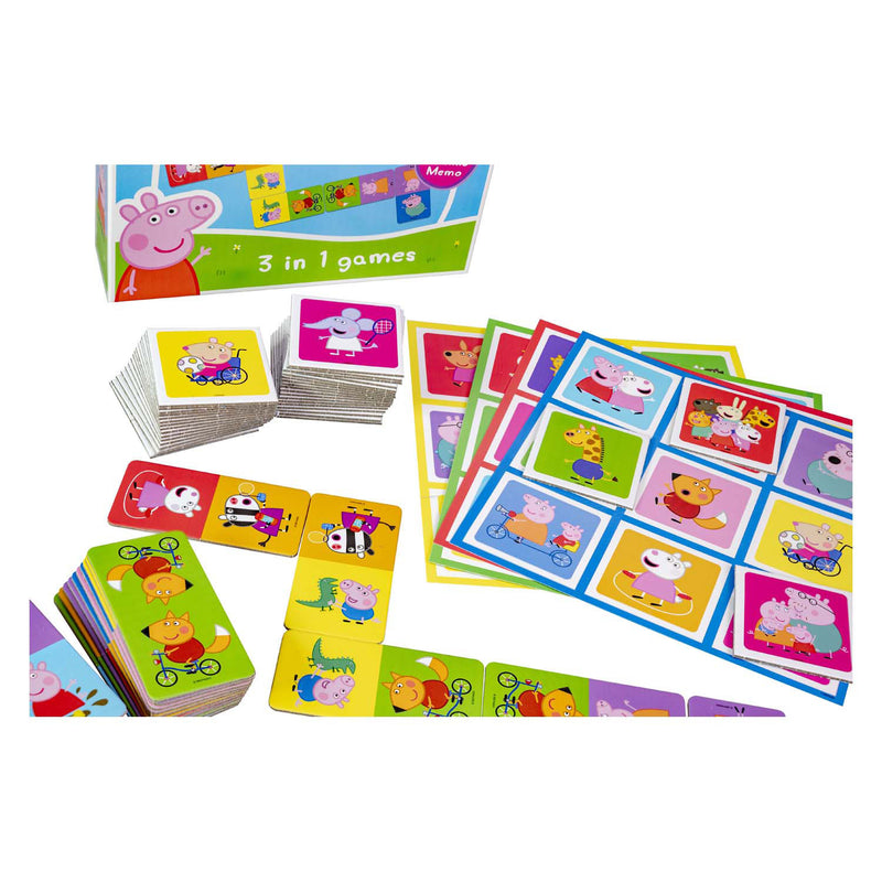 Load image into Gallery viewer, Tactic peppa pig 3-in-1 spellenverzameling – kaartspel – lotto – domino – memo – kinderspel vanaf 4 jaar
