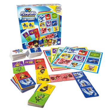 Tactic pj masks 3-in-1 spellenverzameling – kaartspel – lotto – domino – memo – kinderspel vanaf 4 jaar