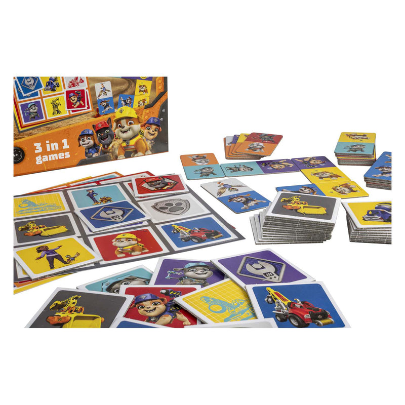 Load image into Gallery viewer, Tactic paw patrol rubble crew 3-in-1 spellenverzameling – kaartspel – lotto – domino – memo – kinderspel vanaf 4 jaar
