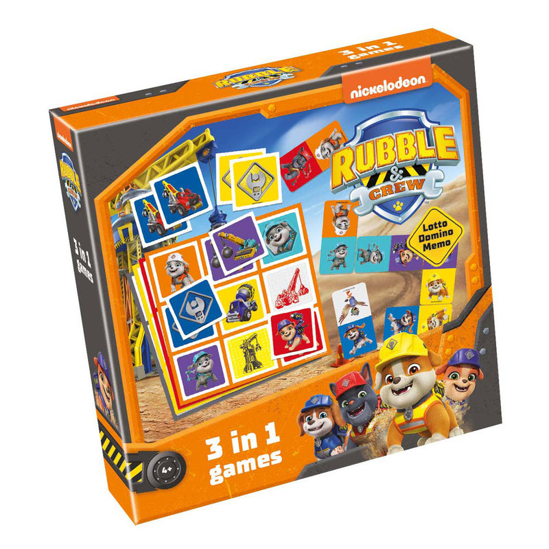 Load image into Gallery viewer, Tactic paw patrol rubble crew 3-in-1 spellenverzameling – kaartspel – lotto – domino – memo – kinderspel vanaf 4 jaar
