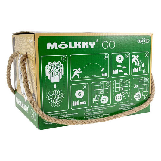 Tactic mölkky go – vang- en werpspel - origineel fins houten werpspel in handige draagbare doos – duurzaam grenenhout – met gratis score-app