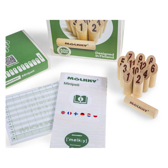 Tactic mölkky mini – vang- en werpspel - origineel fins houten werpspel in mini formaat – berkenhout – met gratis score-app