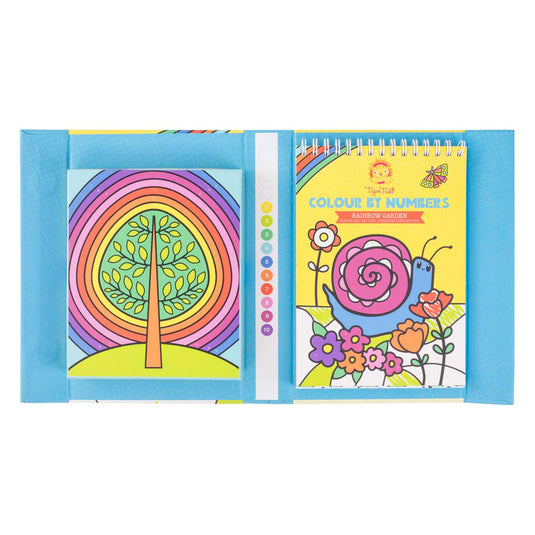 Tiger tribe kleurboek kleuren op nummer incl. stiften - regenboog tuin