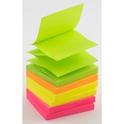Pop-up notes office depot 76x76mm assorti neon zigzag herpositioneerbaar 100 vel